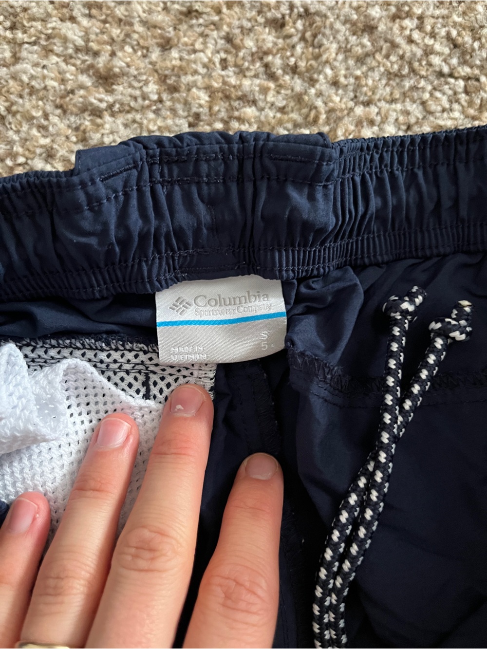 Columbia Navy Athletic Shorts with Drawcord